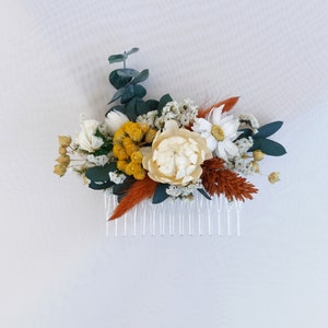Boho Wedding Hair Comb ,Dried Flower Hair Accessory , Natural Dried Flower Mixed Bridal Hair Acce ,Eucalyptus+ Daisy Dry Flower Hair Comb