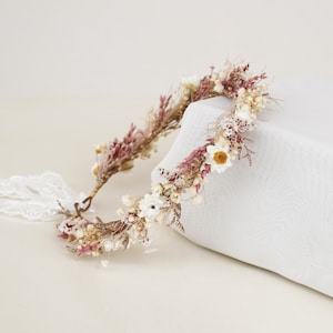 Boho Bride Crown,Dried Flowers Crown,Bridal Crowns,Wedding Crown,Natural Flowers Girl Floral Crown