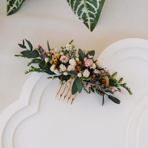 Dried flower wedding hair pin,Boho wedding hair comb ,Dried flower hair accessory , Natural dried flower mixed bridal hair acce