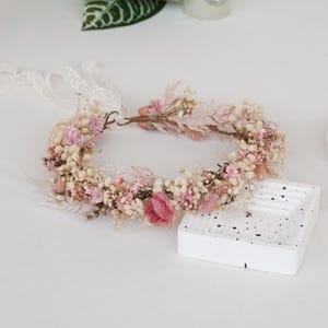 Wedding floral hair crown,Bridal dried flower crown,Boho bride crown,Dried flowers crown,Natural dried flower mixed bridal hair acce
