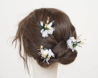 Haarspeld met gedroogde bloemen, bruidshaarspeld, rustiek boho bruidshaarstuk, bruidshaaraccessoires, haarspelden met gedroogde bloemen