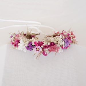 Gänseblümchen + Schleierkraut Trockenblumen Krone,Boho Braut Krone,Trockenblumen Krone,Hochzeitskrone