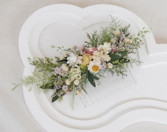 Dried flower wedding hair pin,Boho wedding hair comb ,Dried flower hair accessory , Natural dried flower mixed bridal hair acce