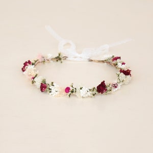 Baby&#39;s Breath+Rose Crown,Boho Bride Crown,Dried Flowers Crown,Bridal Crowns,Wedding Crown