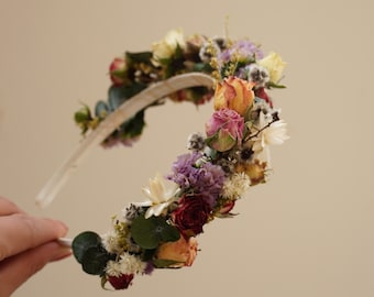 Dried Flower Crown,Wildflowers Crown,Dried Rose Crown