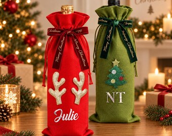 Personalisierte Weingeschenktasche, Weihnachtsgeschenktasche für Flaschen, Weihnachtsgeschenk für Gastgeber, Wichtelgeschenktasche, Geschenkverpackung für Flaschen, Weintragetasche