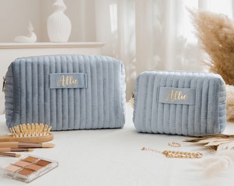Personalized Makeup Bag, Custom Bridesmaid Gift, Velvet Cosmetic Bag, Travel Toiletry Bag, Wedding Gift, Custom Graduation Gift,Gift for Her
