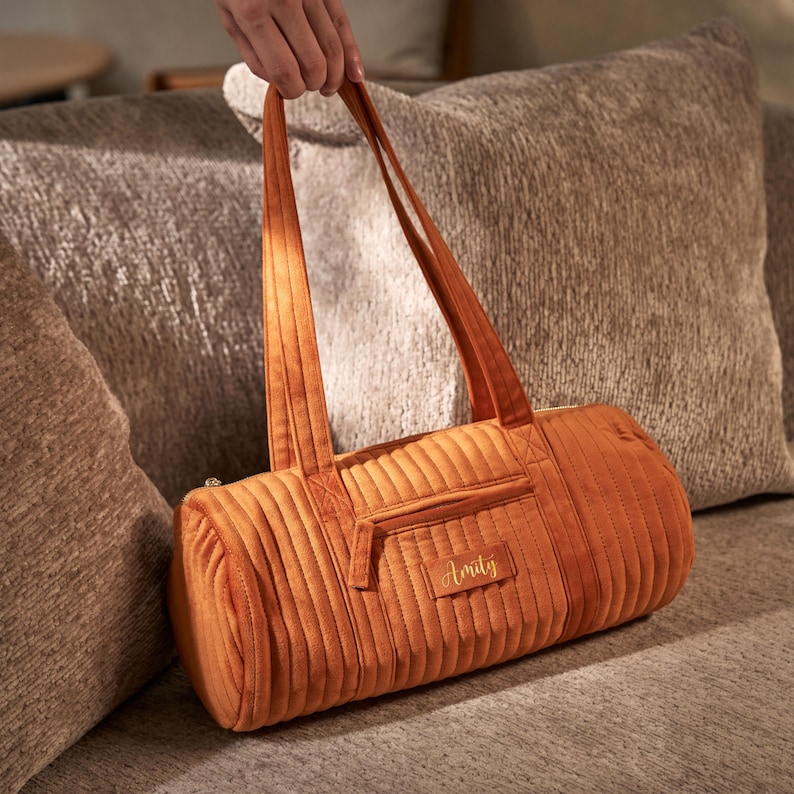 Personalized Duffle Bag, Velvet Duffel Bag, Custom Name Gym Travel Bag