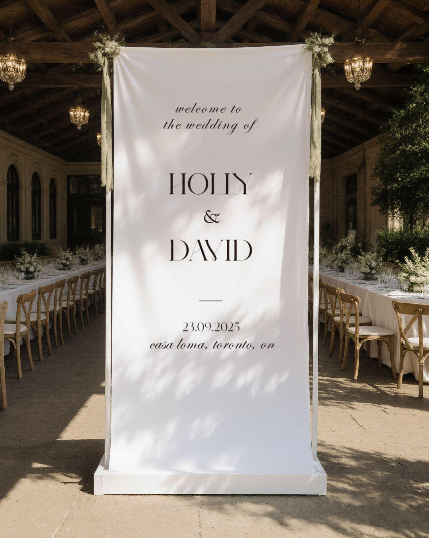 Wedding Welcome Sign, Custom Linen Wedding Welcome Sign, Personalized Fabric Outdoor Wedding Banner, Wedding Sign, Engagement Party Sign