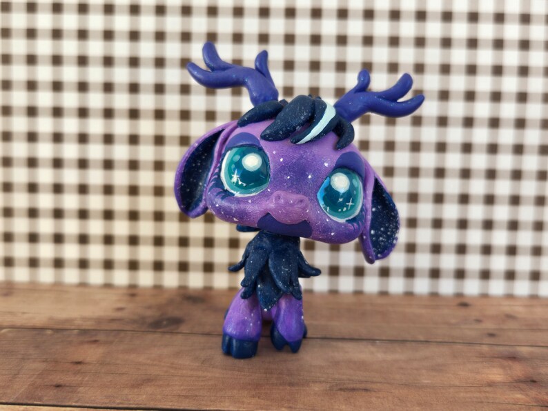 Littlest PetShop OOAK Rainbow Giraffe - Figurine Unique Custom Handmade Peinte à La Main