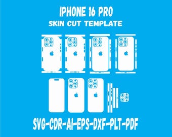 Iphone 16 pro skin vector template skin layout skin die cuts file svg skin Cricut Silhouette