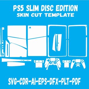 Playstation ps5 slim disc edition 2023 Skin Vector Template file template skin die cut svg vector silhouette circuit Eps png svg skin cut