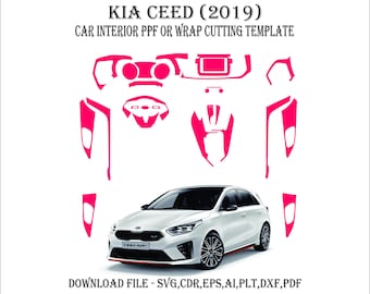 KIA Ceed 2019 - Wrap Template - Scale Template Design Vector Digital Download KIA Ceed 2019 Wrap Graphics ppf