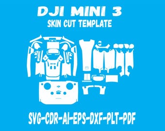 Dji Mini 3 skin cut file with rc and rc n1 skin vector teplate layout skin die cuts file svg skin Cricut Silhouette EPS,AI,SVG,CDr