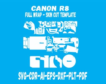 Canon eos R8 Skin Template Vector file skin layout skin die cut cuts file svg skin Cricut Silhouette EPS,AI,SVG,CDr