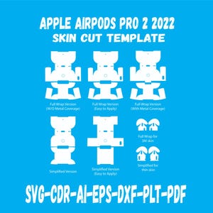 Apple AirPods Pro 2 skin template vector skin cut file layout skin die cuts file svg skin Cricut Silhouette decal, Vector