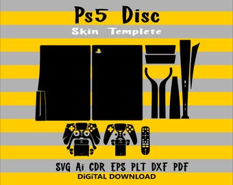 ps5 Disc Vector Cut File - ps5 Disc Vector Cut File - Wrap Template - Silhouette - Cameo - SVG Ps5 Disc Skin Template
