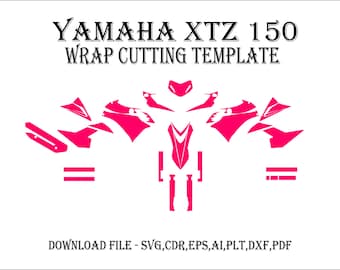 YAMAHA XTZ 150 - Wrap Template - Scale Template Design Vector Digital Download YAMAHA Xtz 150 Wrap Graphics