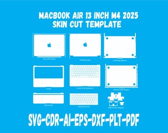 Macbook Air 13 inch M4 2025 Skin vector template file skin die cut layout Cricut Silhouette EPS,AI,SVG,CDr
