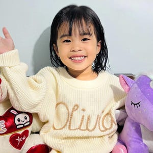 Personalized Name Kids Jumper | 100% Cotton Customized Knitted Baby Sweater, Personalised Name New Born Gift | Toddler Gift Baby Shower Gift