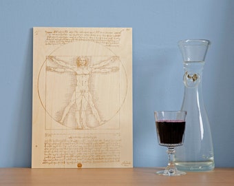 Uomo Vitruviano, Leonardo Da Vinci (Vitruvian Man) Incisione su legno