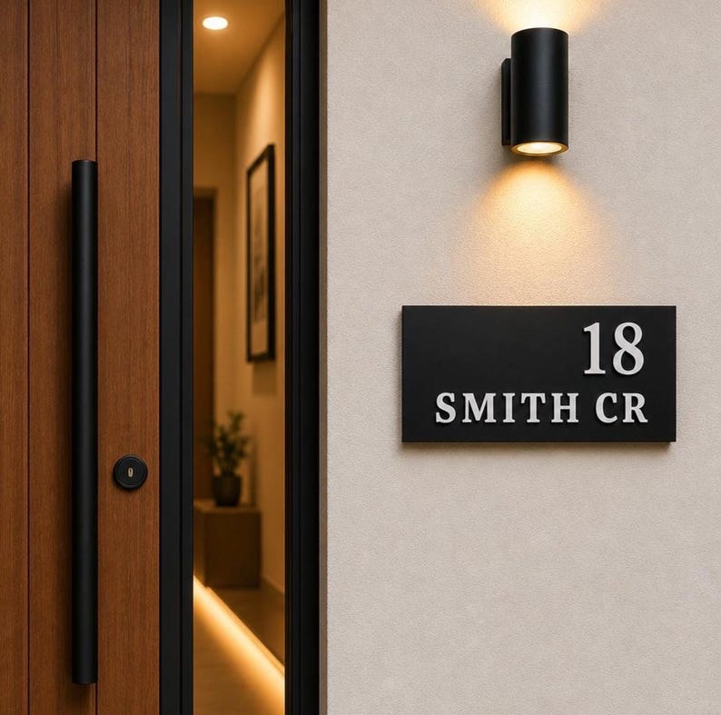 House Number Sign | Modern Acrylic Address Plaque | Outdoor House Sign ...