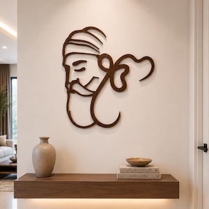 Guru Nanak Dev Ji Wooden Wall Art | Modern Sikh Spiritual Decor | Housewarming Gift