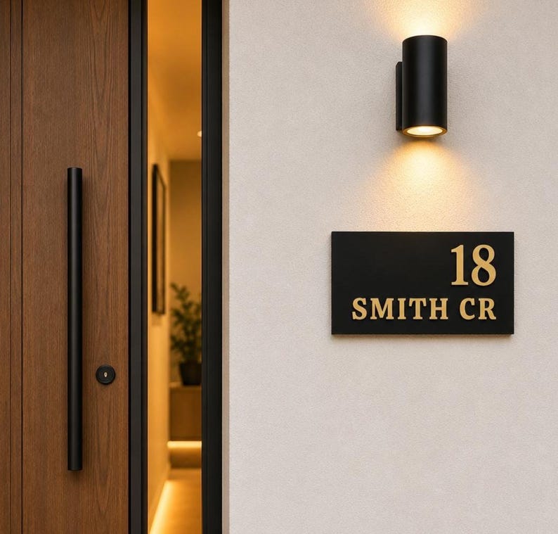 House Number Sign | Modern Acrylic Address Plaque | Outdoor House Sign ...
