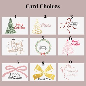 Card Choices For Your Customized Gift Basket Sister with a TMNovo Tumbler Charm! 
Cards include:
Merry Christmas
Happy Holidays
Happy Birthday
Happy Anniversary
Thank You
Congratulations
Happy Mothers Day
Will You Be My Valentine
Self Care is loving yourself
Get Well Soon
The finishing touch for your Self Care Package Friend Gift Box, a custom one of a kind card.
welcome little one
congrats mama
happy mothers day
mom, you are doing great
thinking of you
happy easter
sorry for your loss