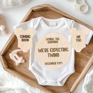 Segno di nascita personalizzato per gemelli, annuncio di gravidanza, ricordo, foto per bambini, regalo a sorpresa in arrivo.