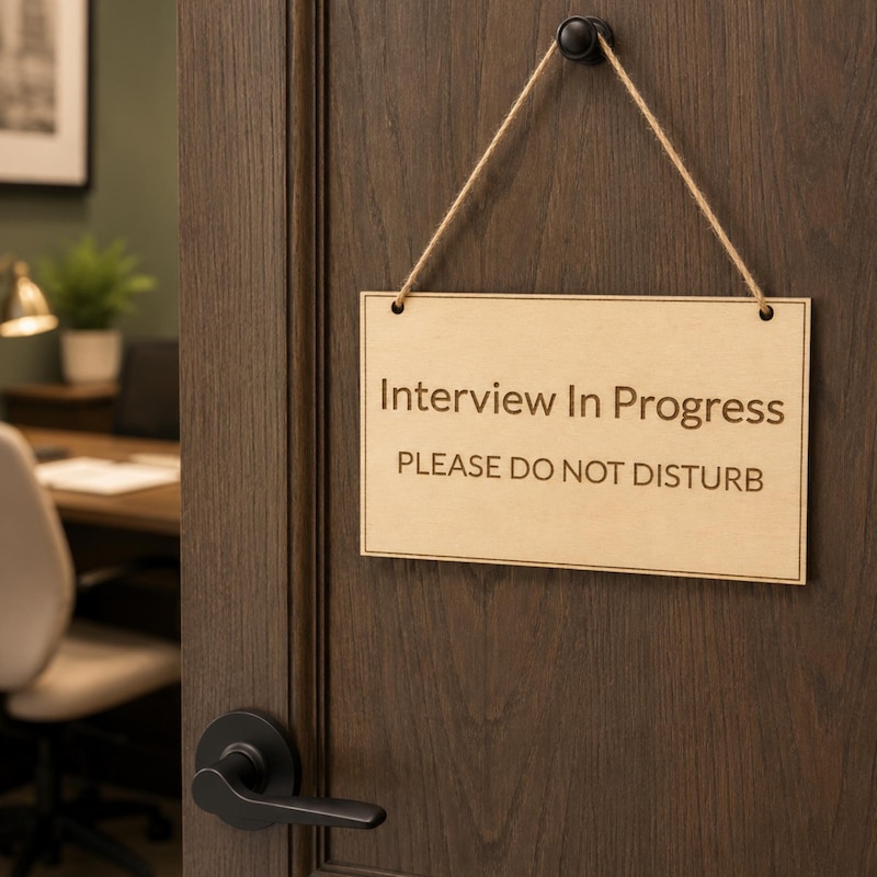 Interview in Progress Sign - Etsy