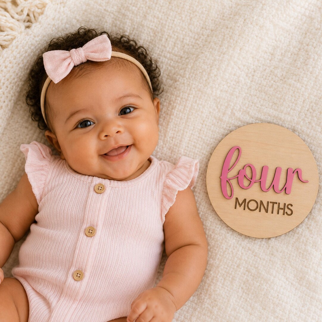 Baby Milestone Discs, Monthly Baby Photo Props, Wooden Month Markers ...