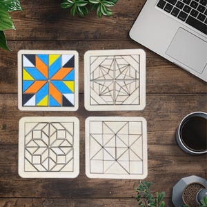 Paint Your Own Wood Coasters DIY Kit, Custom Craft Kit for Adults and Kids, 4x4 Painting Set, Party Activity, Creative Handmade Gift Idea