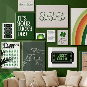 st patricks day decor | SET OF 16 printable wall art | green wall art | saint patricks day gallery wall collection | irish art | digital art