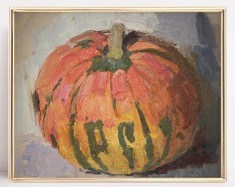 vintage pumpkin wall art | fall print | autumn decor | rustic printable wall art | antique still life art | kitchen decor | digital download