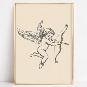 valentine printable wall art | valentines day decor | antique cupid print | romantic wall art | valentine party decor | digital download