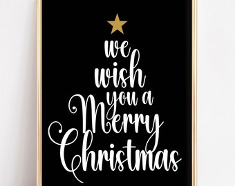 Afdrukbare kerstmuurkunst | kerstdecoratie | bord vrolijk kerstfeest | vakantieposter | winterprints | digitale download kerstkunstafdruk