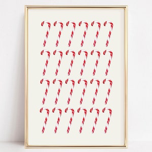 christmas printable wall art | christmas decor | candy cane print | holiday decor | red and white winter wall art | xmas digital download