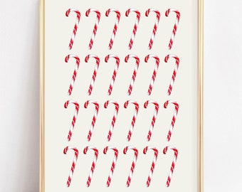 Afdrukbare kerstmuurkunst | kerstdecoratie | Snoeprietprint | vakantiedecoratie | rode en witte wintermuurkunst | Digitale kerstdownload
