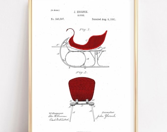 christmas decor printable wall art | vintage sleigh print | holiday wall art | christmas poster | winter xmas print | digital download