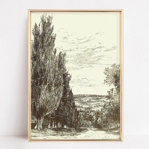 neutral vintage wall art | antique nature print | rustic printable | farmhouse wall decor | cottagecore fall wall decor | digital download