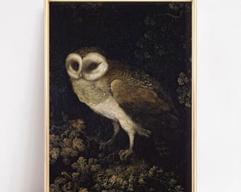 dark academia decor printable wall art | moody vintage art | halloween decorations | gothic home decor | vintage owl art | digital download