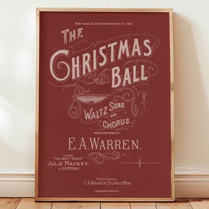 vintage christmas wall art | christmas printable wall art | red holiday poster print | christmas decor | retro xmas print | digital download