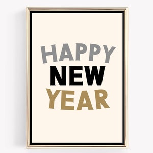 afdrukbare muurkunst nieuwjaar 2025 | decoratie voor oudejaarsavond | gelukkig nieuwjaarsteken | geen decoraties | print nieuwjaarsfeestje | digitale download