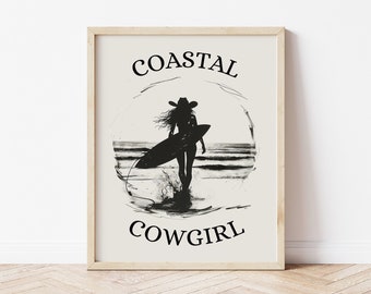 coastal cowgirl print | surfboard wall art | beach house decor | summer prints | ocean art | beach poster | neutral wall art | digital print