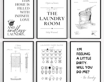 laundry room wall art | SET OF 6 PRINTABLES | laundry room decor | aesthetic printable wall art | minimalist wall art | digital download
