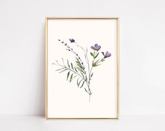 botanical printable wall art | watercolor floral print | wildflower print | easter wall decor | spring wall art print | digital nursery art