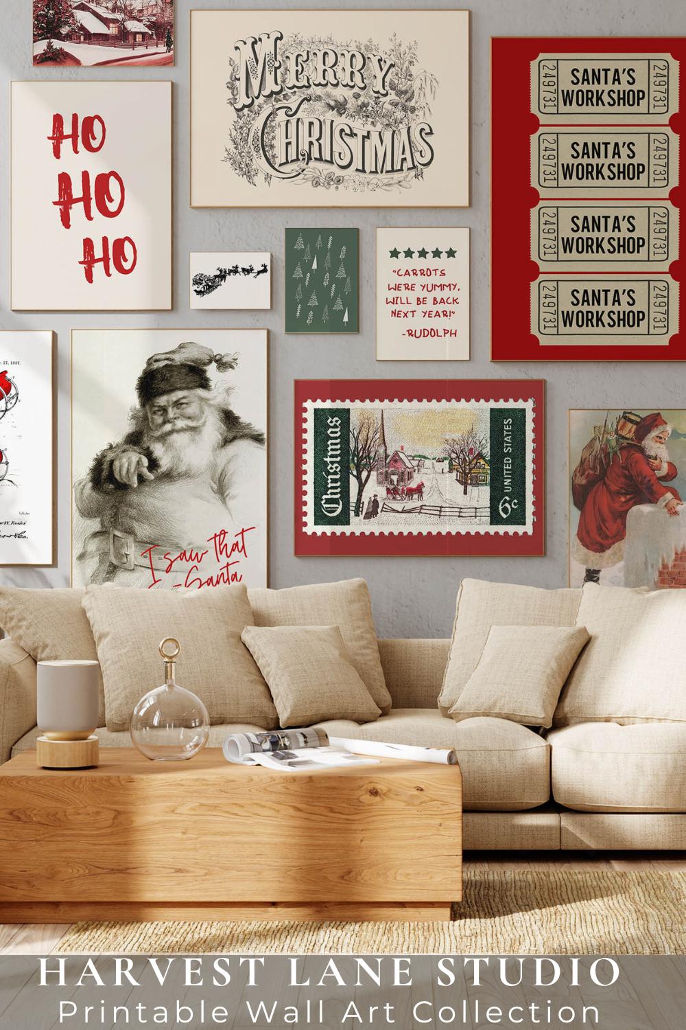 サンタ Christmas Printable Wall Art | SET OF 20 Christmas Gallery Wall