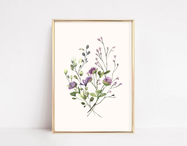 SET OF 6 watercolor botanical prints. wildflower wall art. wildflower art prints. floral printable wall art. watercolor flower art. gallery wall set. boho botanical decor. digital download art .