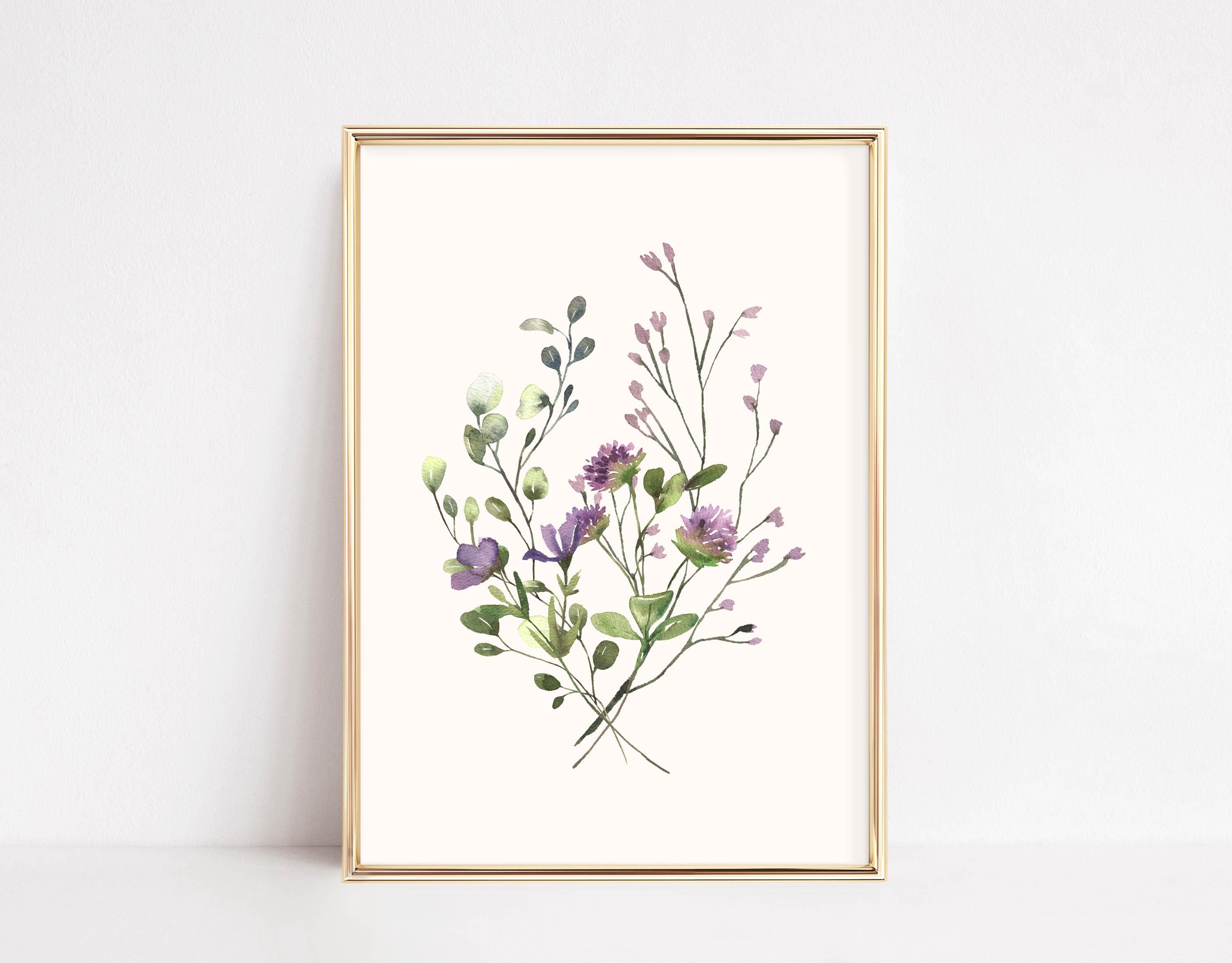 SET OF 6 Watercolor Botanical Prints | Wildflower Wall Art | Floral ...
